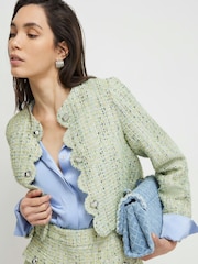 River Island Green Scallop Boucle Trophy Jacket - Image 3 of 4