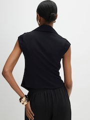 River Island Black Cap Sleeve Twill Waistcoat - Image 2 of 4