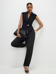 River Island Black Cap Sleeve Twill Waistcoat - Image 3 of 4