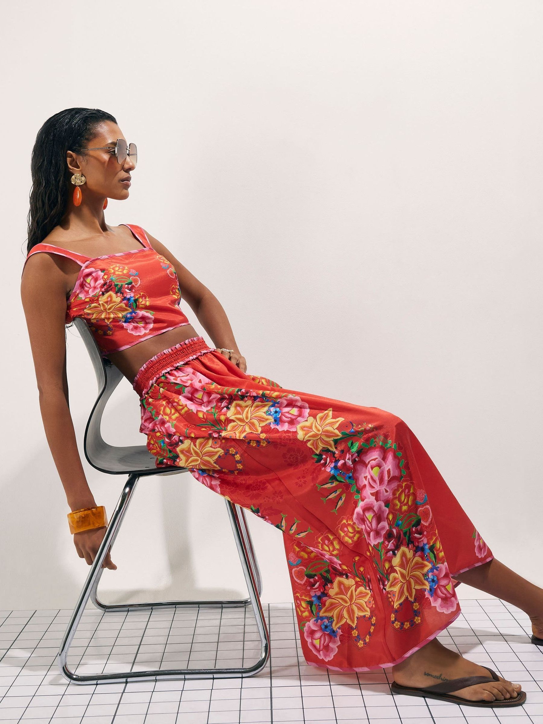 Buy River Island Red Floral Embroidered Maxi Skirt from Next USA