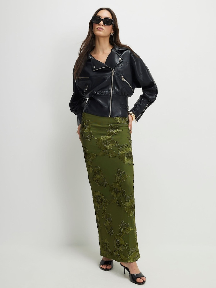 River Island Green Cornelli Maxi Skirt - Image 1 of 4