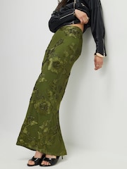 River Island Green Cornelli Maxi Skirt - Image 3 of 4