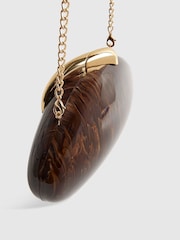 River Island Brown Marble Pebble Box Clutch with Gold Chain - Image 3 of 5