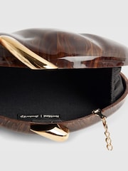 River Island Brown Marble Pebble Box Clutch with Gold Chain - Image 4 of 5