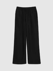 River Island Black Petite Linen Blend Wide Leg Trousers - Image 1 of 1