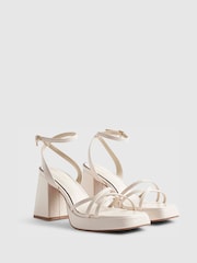 River Island White Cross Strap Block Heeled Sandals - Image 3 of 6