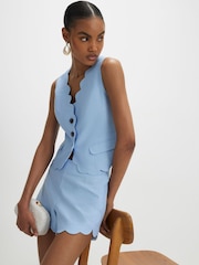 River Island Scallop Hem Linen Waistcoat - Image 1 of 4
