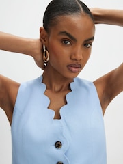 River Island Scallop Hem Linen Waistcoat - Image 4 of 4