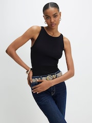 River Island Black/White/Mocha Sleeveless Ribbed Vests 3 Pack - Image 2 of 5
