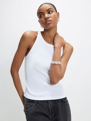 River Island Black/White/Mocha Sleeveless Ribbed Vests 3 Pack - Image 3 of 5