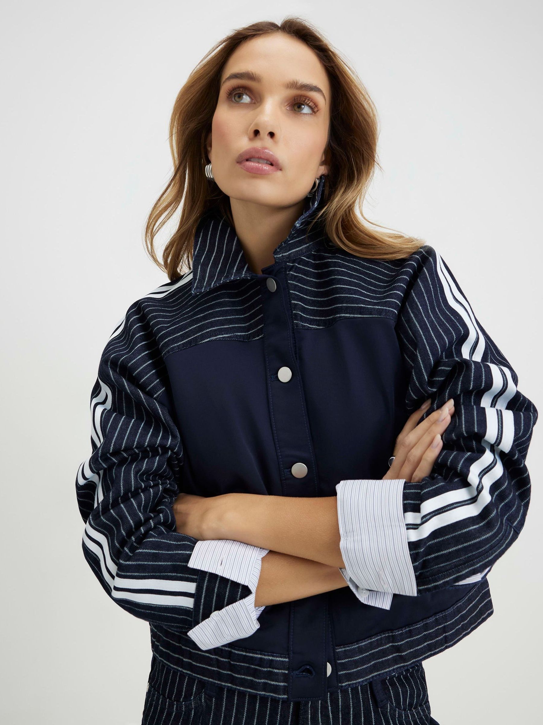 muu 新品タグ付 nowos stripe jacket Buy River Island Blue Stripe Hybrid Denim Jacket from Next USA