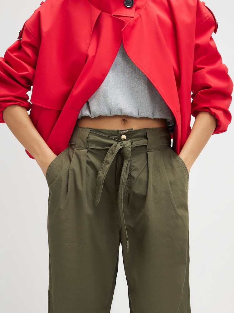 River Island Green High Rise Belted Trousers - Image 4 of 4