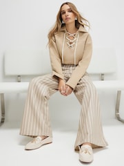 River Island Brown High Rise Stripe Super Wide Leg Jeans - Image 4 of 4