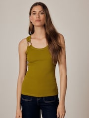橄欖綠 - Trim Hardware Detail Racer Ribbed Vest Top - 圖片 3/8