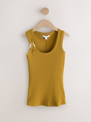 橄欖綠 - Trim Hardware Detail Racer Ribbed Vest Top - 圖片 6/8