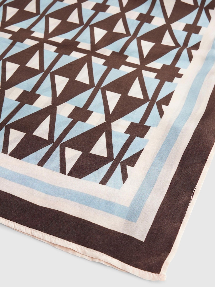 River Island Blue Geo Print Square Scarf - Image 2 of 3 River Island Blue Geo Print Square Scarf - Image 2 of 3