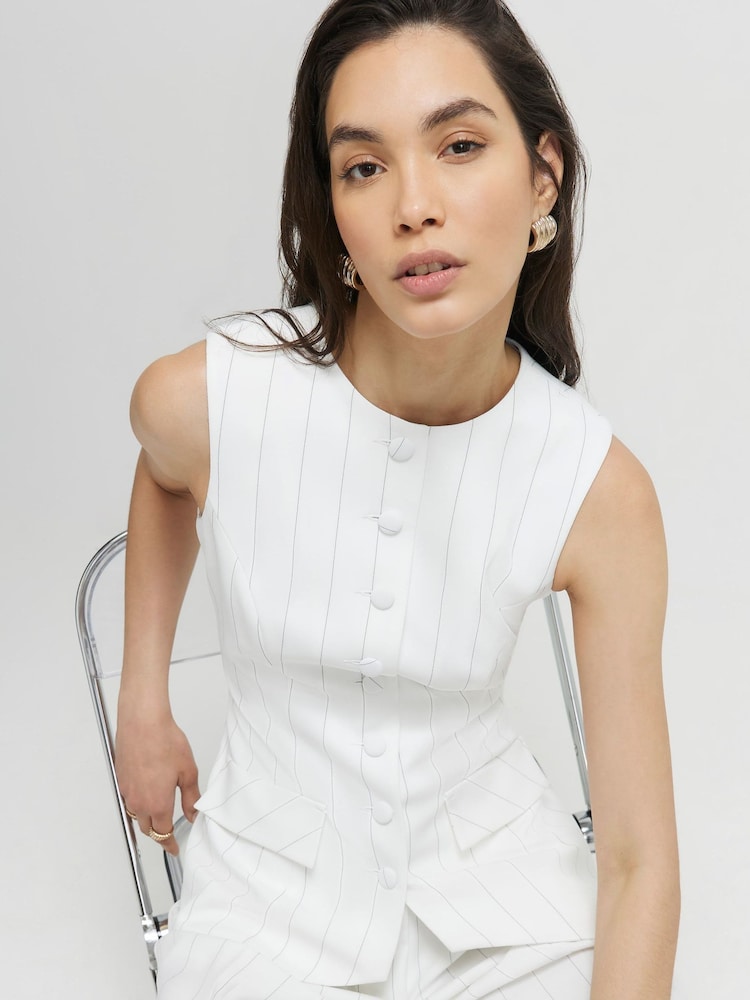 River Island Stripe Longline Waistcoat - Изображение 1 4