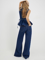 River Island Pull On Elasticated Waist Wide Leg Jeans - Imagen 2 de 3