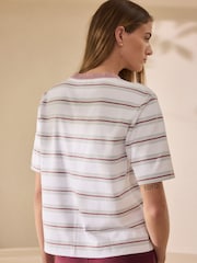 Ecru Stripe N. Premium Luxe Supima Crew Neck T-Shirt - Image 4 of 5