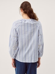 Monsoon Blue Maia Embroidered Stripe Blouse - Image 2 of 5
