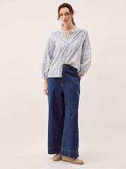 Monsoon Blue Maia Embroidered Stripe Blouse - Image 3 of 5