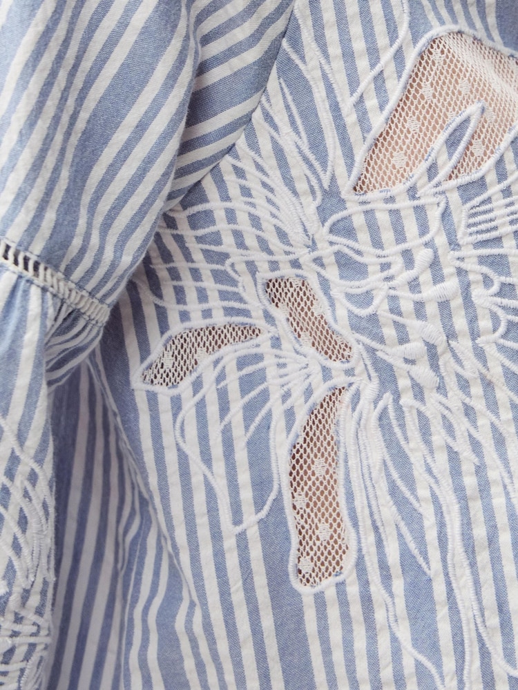 Monsoon Blue Maia Embroidered Stripe Blouse - Image 5 of 5