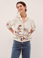 Monsoon White Polly Floral Embroidered Shirt - Image 1 of 5