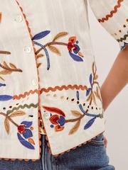 Monsoon White Polly Floral Embroidered Shirt - Image 4 of 5