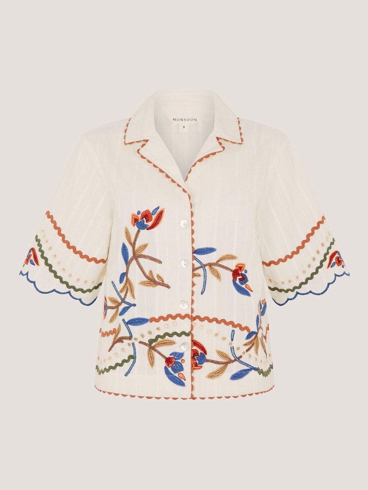 Monsoon White Polly Floral Embroidered Shirt - Image 5 of 5 Monsoon White Polly Floral Embroidered Shirt - Image 5 of 5