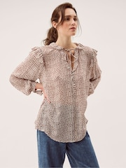 Monsoon Brown Hope Heart Print Blouse - Image 1 of 5