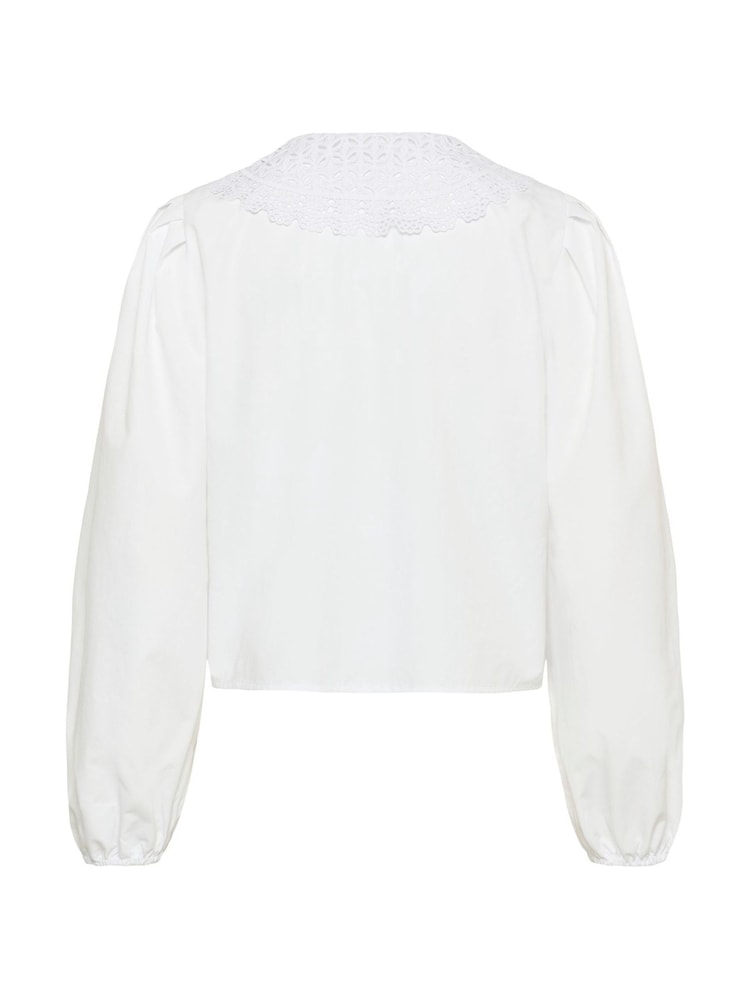 Kaffe White KAorla Puff Sleeve Lace Collar Shirt - Image 6 of 6