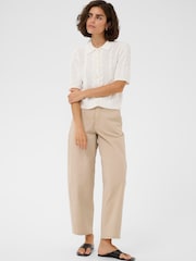 Kaffe White KaBlair Short Sleeve Cable Knit Cardigan - Image 3 of 6