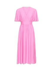 Kaffe Pink KAsirena Flutter Sleeve Midi Dress - Image 4 of 5