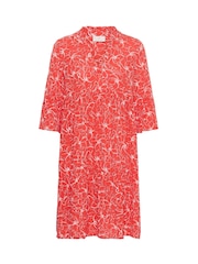 Kaffe Red KAellen Tiered V-Neck Tunic Dress - Image 5 of 6