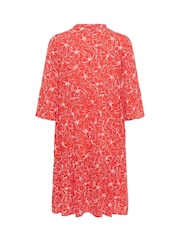 Kaffe Red KAellen Tiered V-Neck Tunic Dress - Image 6 of 6