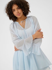 Kaffe Blue KAflora Tie-Neck Ruffled Mini Dress - Image 4 of 6