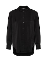Kaffe Black Karory Satin Drape Relaxed Shirt - Image 5 of 6