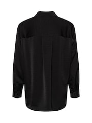 Kaffe Black Karory Satin Drape Relaxed Shirt - Image 6 of 6