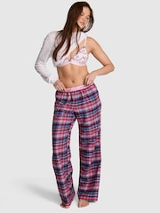 Victoria's Secret Pink Purple Rose Tartan Long Flannel Pyjama Bottoms - Image 1 of 2