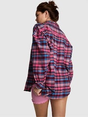 Victoria's Secret Pink Purple Rose Tartan Flannel Pyjama Top - Image 2 of 2