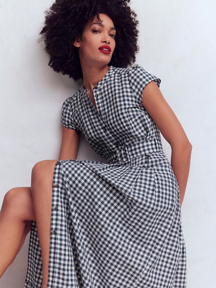 Boden Blue Arabella Linen Blend Dress - Image 1 of 6 Boden Blue Arabella Linen Blend Dress - Image 1 of 6