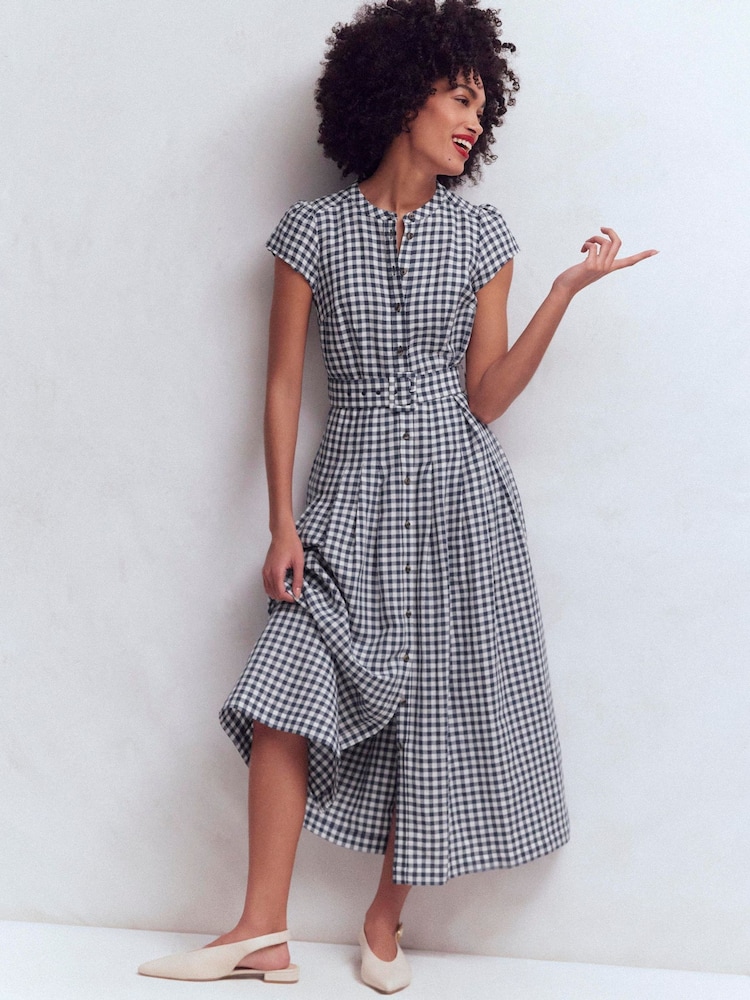 chinese dress ladies Ava Linen Blend Midi Dress-Multi, Botanical Trail main image 0