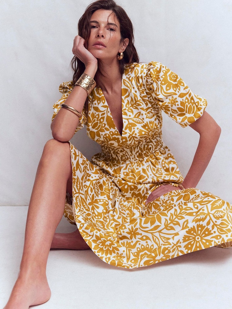 Boden Yellow Irene Puff Sleeve Dress - Image 1 of 6