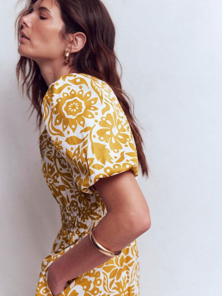 Boden Yellow Irene Puff Sleeve Dress - Image 2 of 6