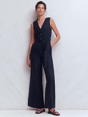 Boden Laura V-Neck Linen Jumpsuit - صورة 1 من 3