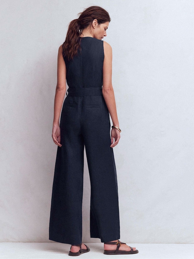 Boden Laura V-Neck Linen Jumpsuit - صورة 2 من 3