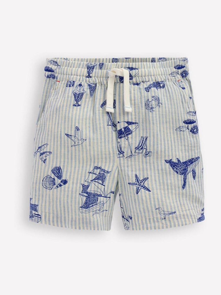 Boden Blue Cotton Linen Blend Shorts - Image 1 of 3