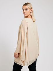 Yours Curve Natural Long Sleeve Asymmetrical Blouse - Image 3 of 6