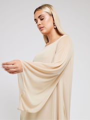 Yours Curve Natural Long Sleeve Asymmetrical Blouse - Image 4 of 6