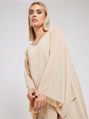 Yours Curve Natural Long Sleeve Asymmetrical Blouse - Image 5 of 6